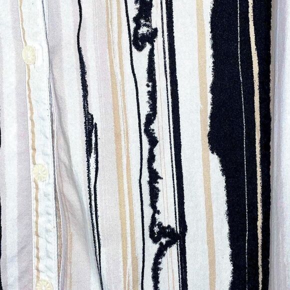 Erika stripe print collar button front blouse in neutral colors size 2X - Picture 6 of 10